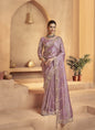 Onion Pink Tissue Silk Designer Blouse Party Wear Saree