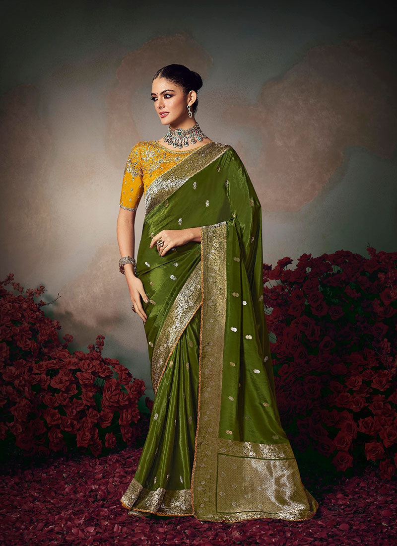 Chiniya Silk With Beautiful Lace Border & Piping Designer Saree