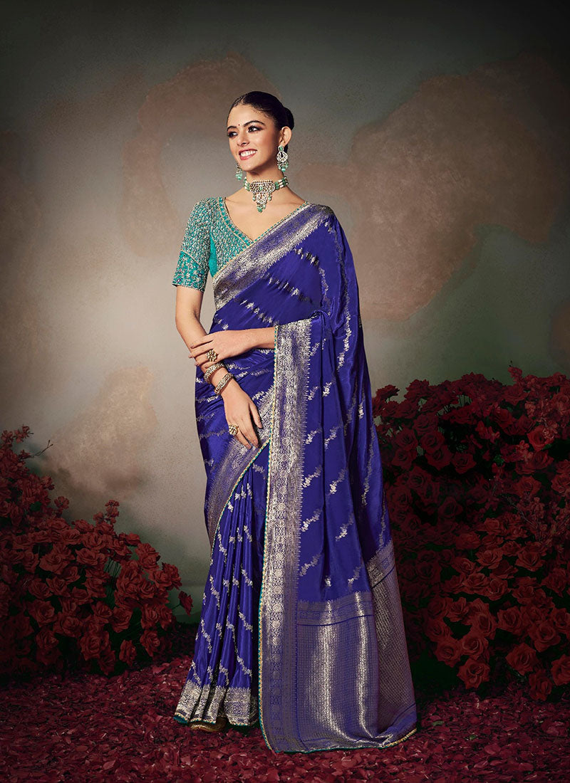 Chiniya Silk With Beautiful Lace Border & Piping Designer Saree
