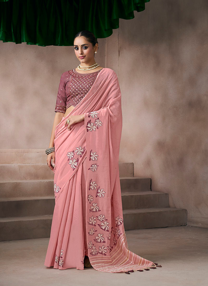 Viscose Cotton Woven Pallu & Tassels Casual Wear Saree
