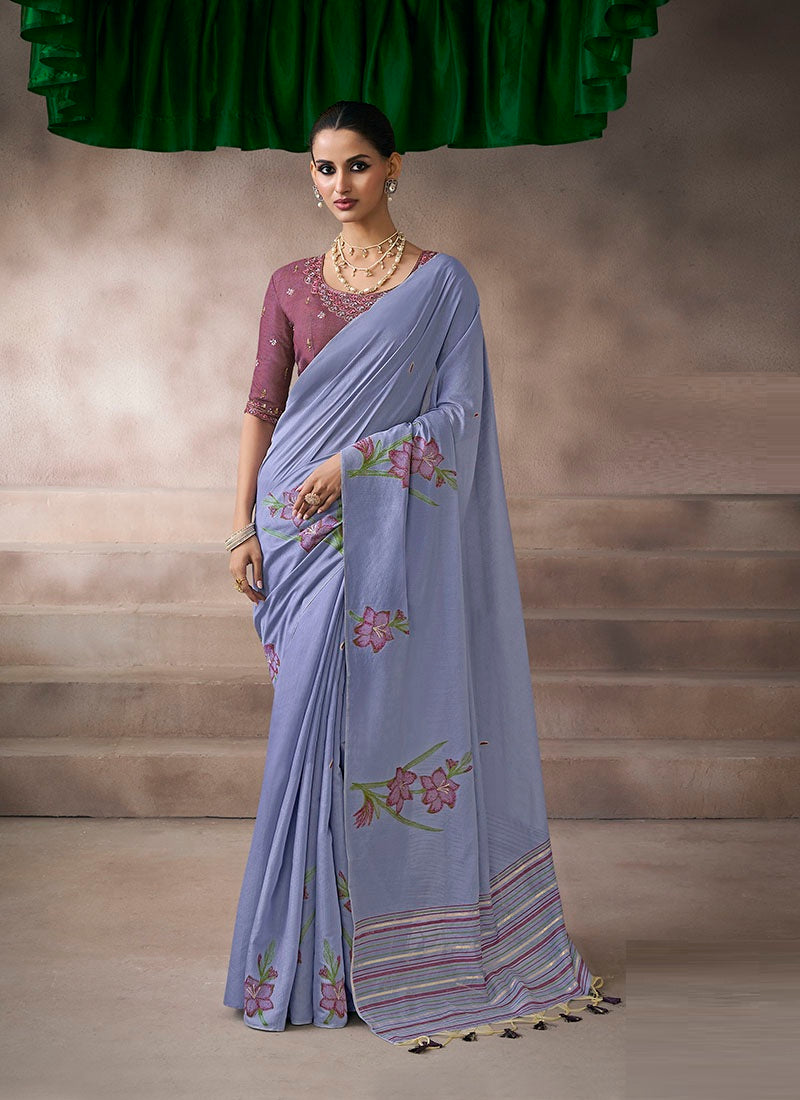Viscose Cotton Woven Pallu & Tassels Casual Wear Saree