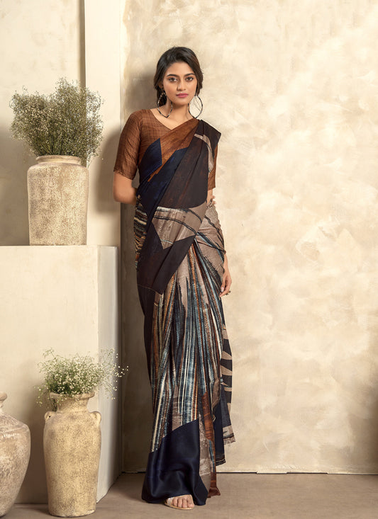 Satin Silk Digital Printed Saree