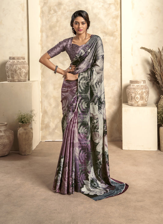 Satin Silk Digital Printed Saree