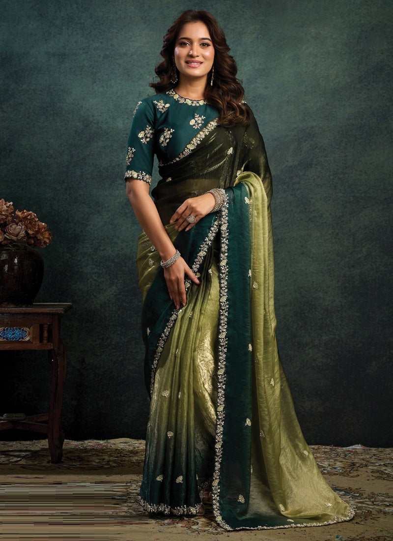Designer Party Wear Saree with Embroidered Border Party Wear Sarees