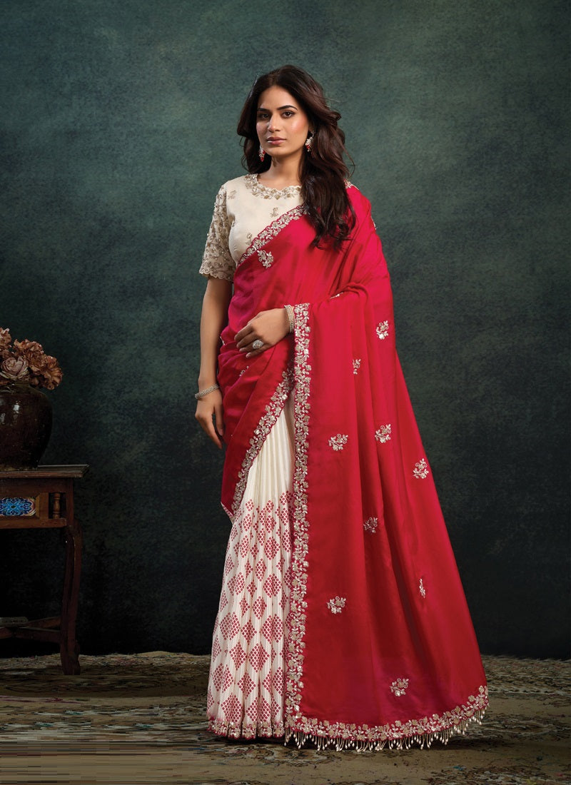Designer Party Wear Saree with Embroidered Border Party Wear Sarees