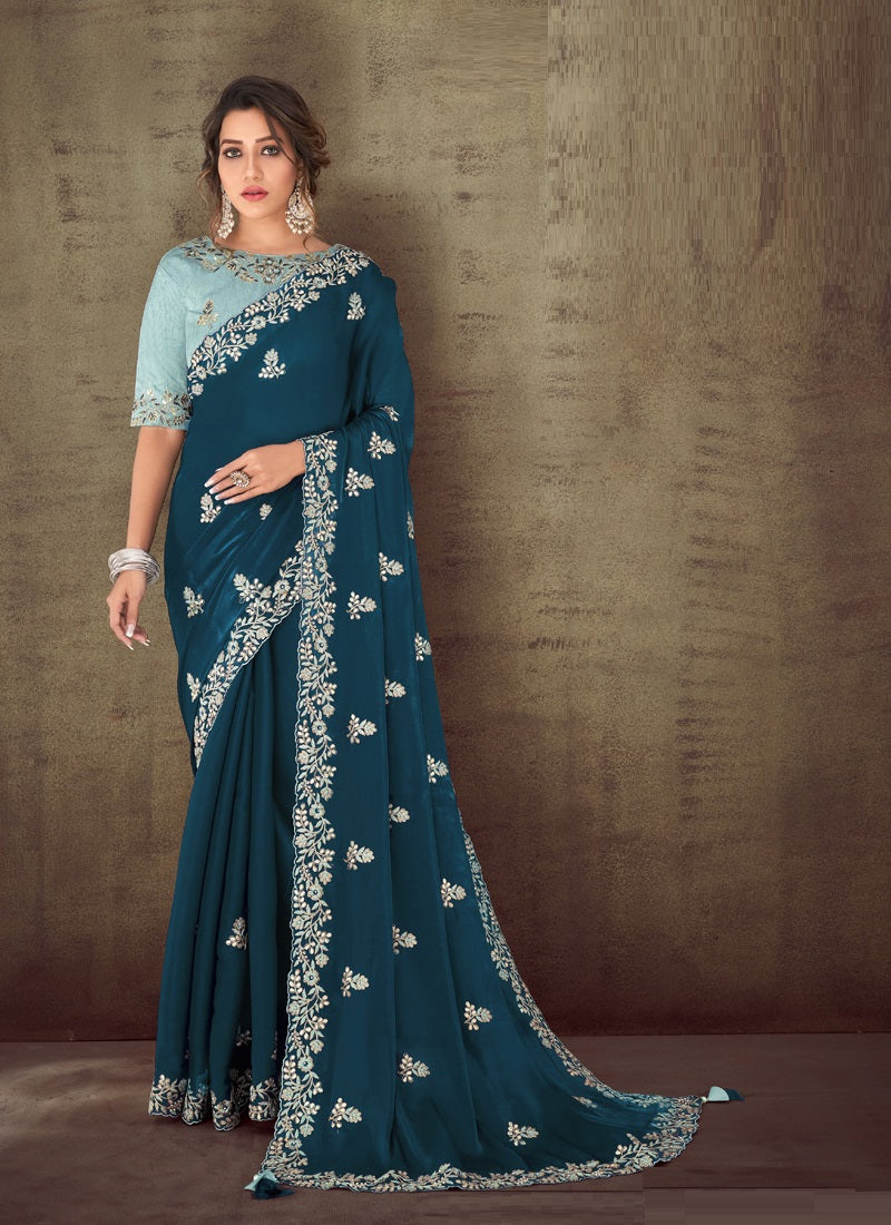 Designer Embroidered Party Wear Saree