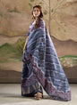 Blue Silk Blended Printed Casual Wear Saree
