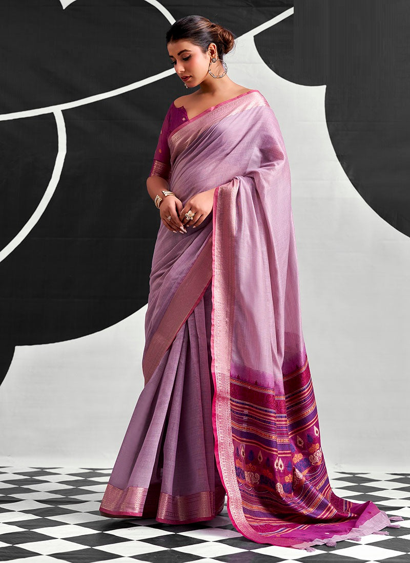 Cotton Multicolor Woven Pallu Casaul Wear Saree