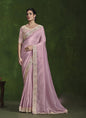 Baby Pink Crush Paper Silk Designer Blouse Beautiful Ready To Wear Saree