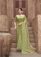 Olive Satin Silk Party Wear Designer Saree