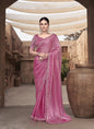 Onion Pink Satin Silk  Party Wear Designer Saree