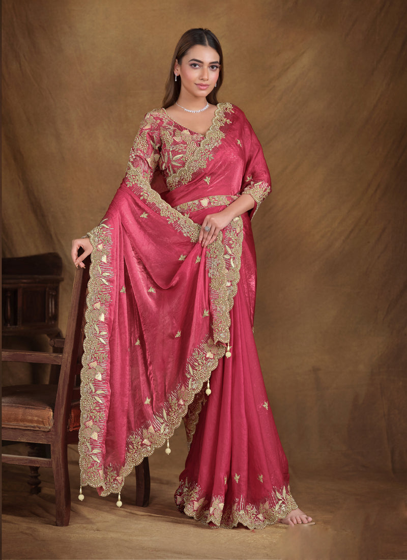 Red Designer Blouse Beautiful Saree