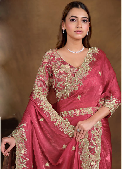 Red Designer Blouse Beautiful Saree