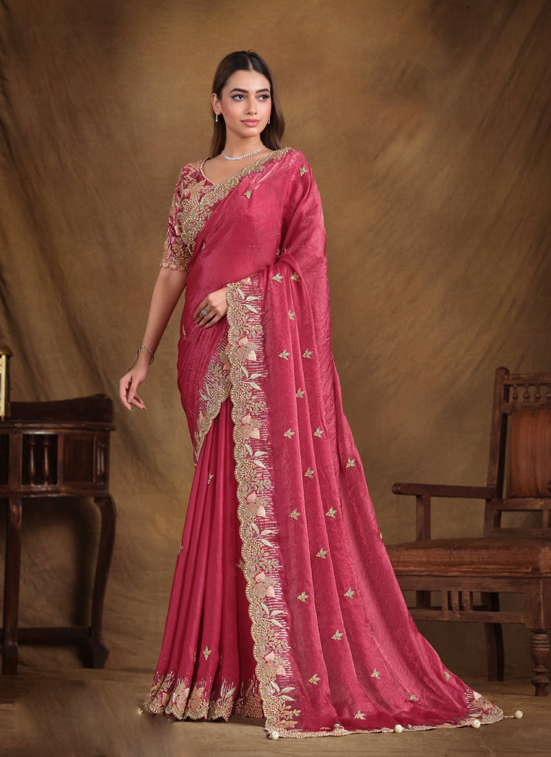 Red Designer Blouse Beautiful Saree