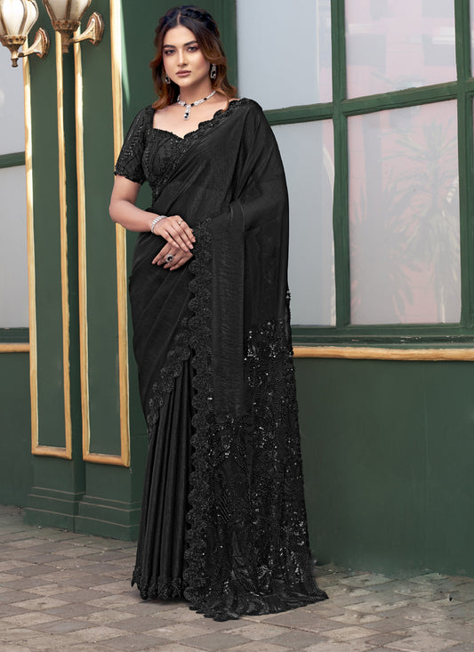 Black Lyra Sequence Heavy Designer Blouse One Minute Saree