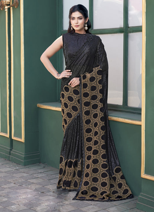 Black & Brown Velvet Designer Blouse One Minute Saree