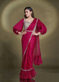 Blood Red Crape Satin Silk Designer Ready To Wear Saree