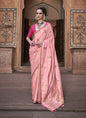 Baby Pink Pure Satin With Zari Weaving & Tussle Festival Wear Saree