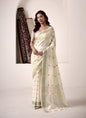 Off-White Linen Beautiful Tussle On Pallu Casual Wear Saree