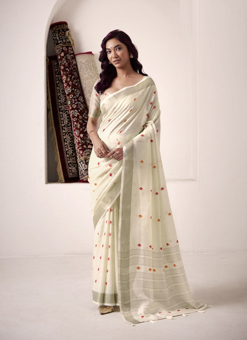Linen Beautiful Tussle On Pallu Casual Wear Saree