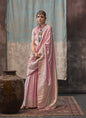 Baby Pink Satin Weaving Silk With Tassels Beautiful Saree
