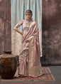 Onion Pink Satin Weaving Silk With Tassels Beautiful Saree