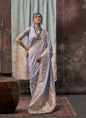 Light Blue Satin Weaving Silk With Tassels Beautiful Saree