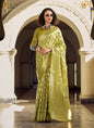Olive Tissue Silk With Zari Weaving Wedding Wear Saree