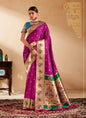 Magenta Paithani Silk Woven Work With Beautiful Zari Butti In All Over Saree