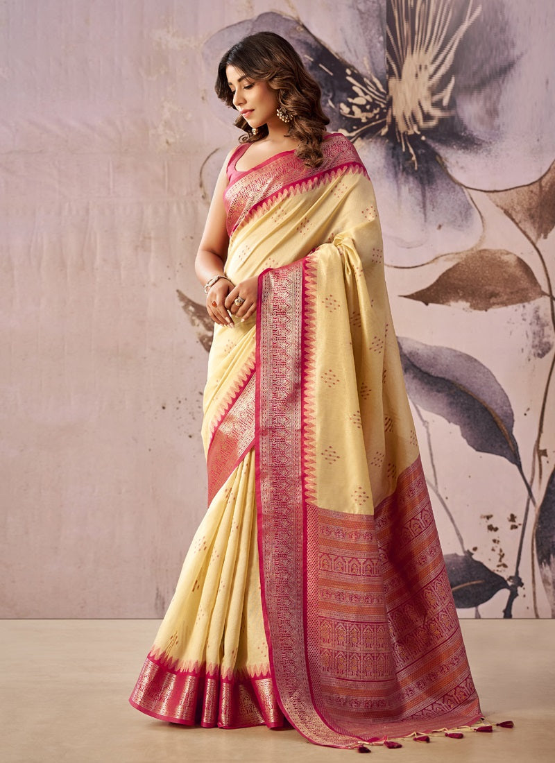 Tusser Silk Saree with Rich Zari Border Collection