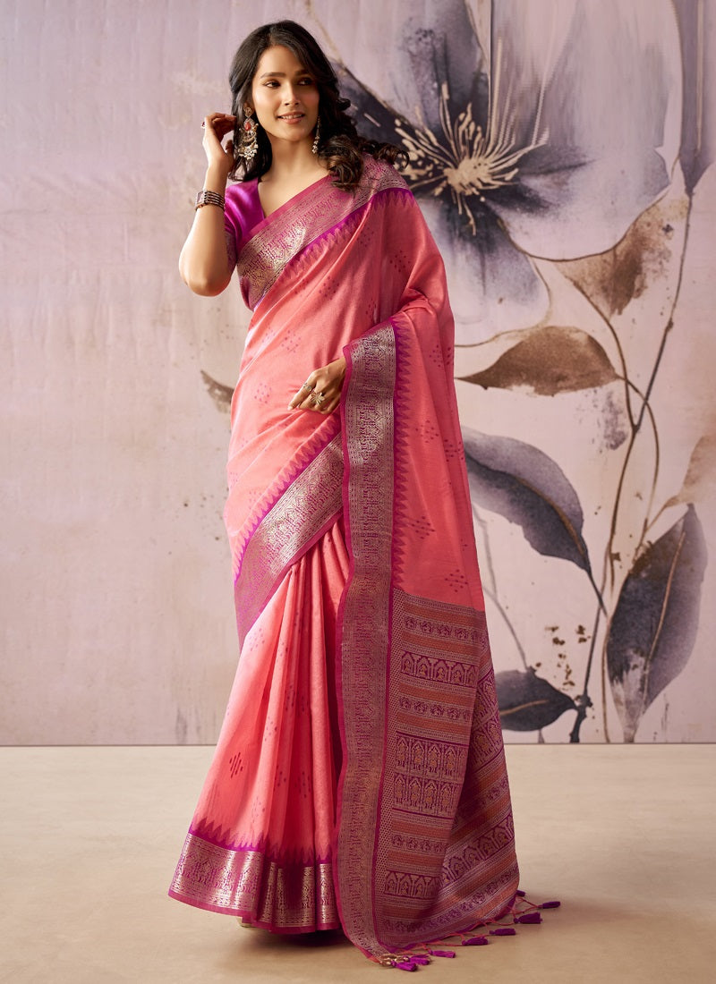 Tusser Silk Saree with Rich Zari Border Collection