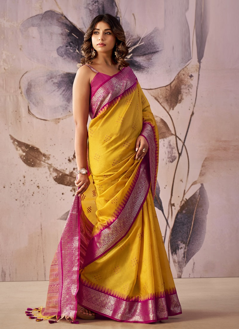 Tusser Silk Saree with Rich Zari Border Collection