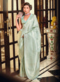 Light Turquoise Kanchipuram Silk Weaving With Tassels Beautiful Saree