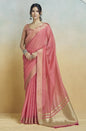 Peach Khadi Silk With Beautiful Tussle Casual Wear Saree