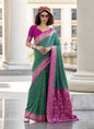 Green & Magenta Soft Silk Bandhani Print Beautiful Border Saree