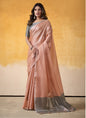 Peach Tissue Silk With Beautiful Tussle On Pallu Casual & Office Wear Saree