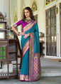 Peacock Blue & Magenta Pure Soft Silk Zari Weaving Traditional Wear Saree