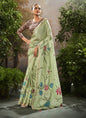 Pista Soft Linen Tissue Kalamkari Blouse Casual Wear Saree