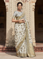 Off-White Handloom Silk Digital Printed Casual Wear Saree