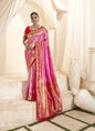 Pink & Red Tissue Paithani Silk  Wedding Wear Saree