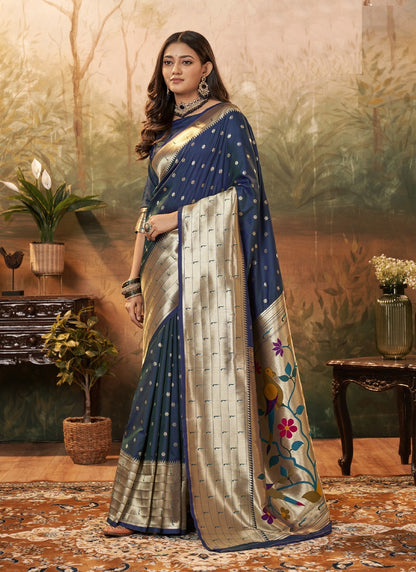 Paithani Silk With Zari Weaving Traditional Wear Saree
