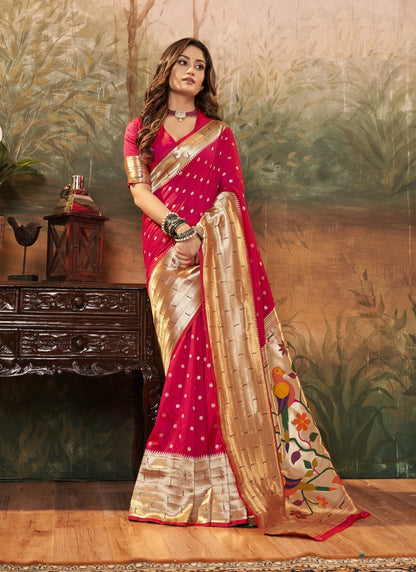 Paithani Silk With Zari Weaving Traditional Wear Saree