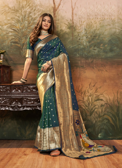 Paithani Silk With Zari Weaving Traditional Wear Saree