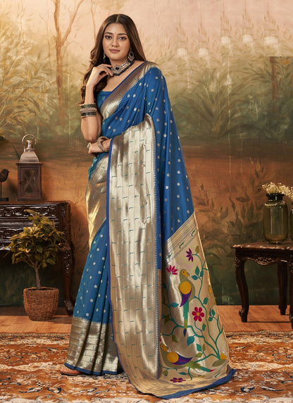 Paithani Silk With Zari Weaving Traditional Wear Saree