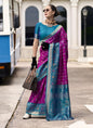 Magenta & Sky Blue Soft Silk Beautiful Ikkat Design Casual Wear Saree