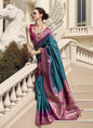 Peacock Blue & Pink Soft Silk Zari Tradtional Wear  Saree