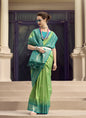 Parrot Green & Turquoise Soft Silk Tradtional Wear Saree