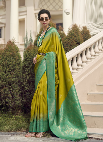 Green & Olive Soft Silk Tradtional Wear Saree