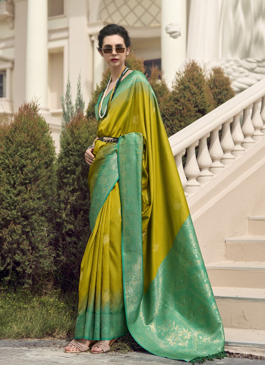 Green & Olive Soft Silk Tradtional Wear Saree