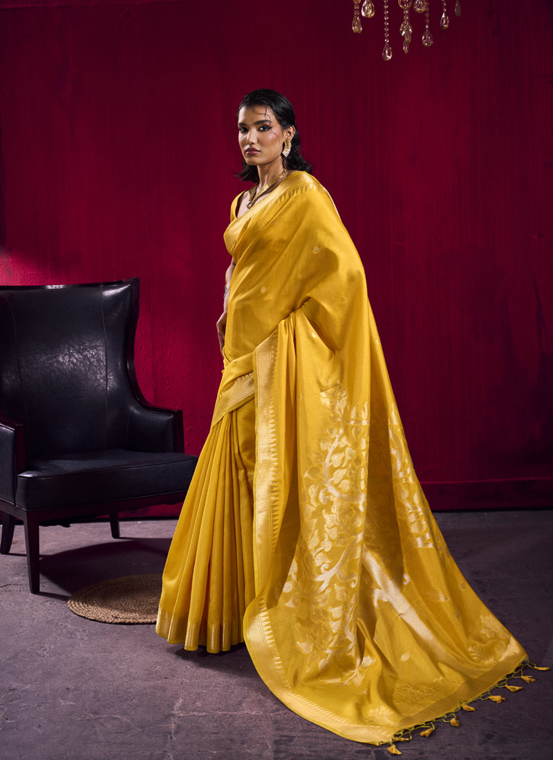 Satin Linen Handloom Weaving Silk festival Wear Saree